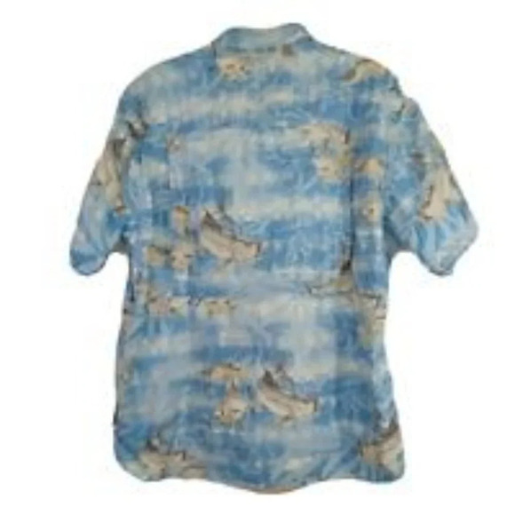 Columbia River Lodge Vented Button Down Shirt Fishing Print Men Size XL Blue - Picture 5 of 11